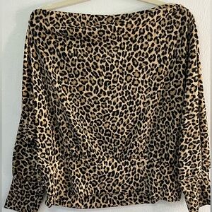 Leopard Print Off The Shoulder Long Sleeve Top